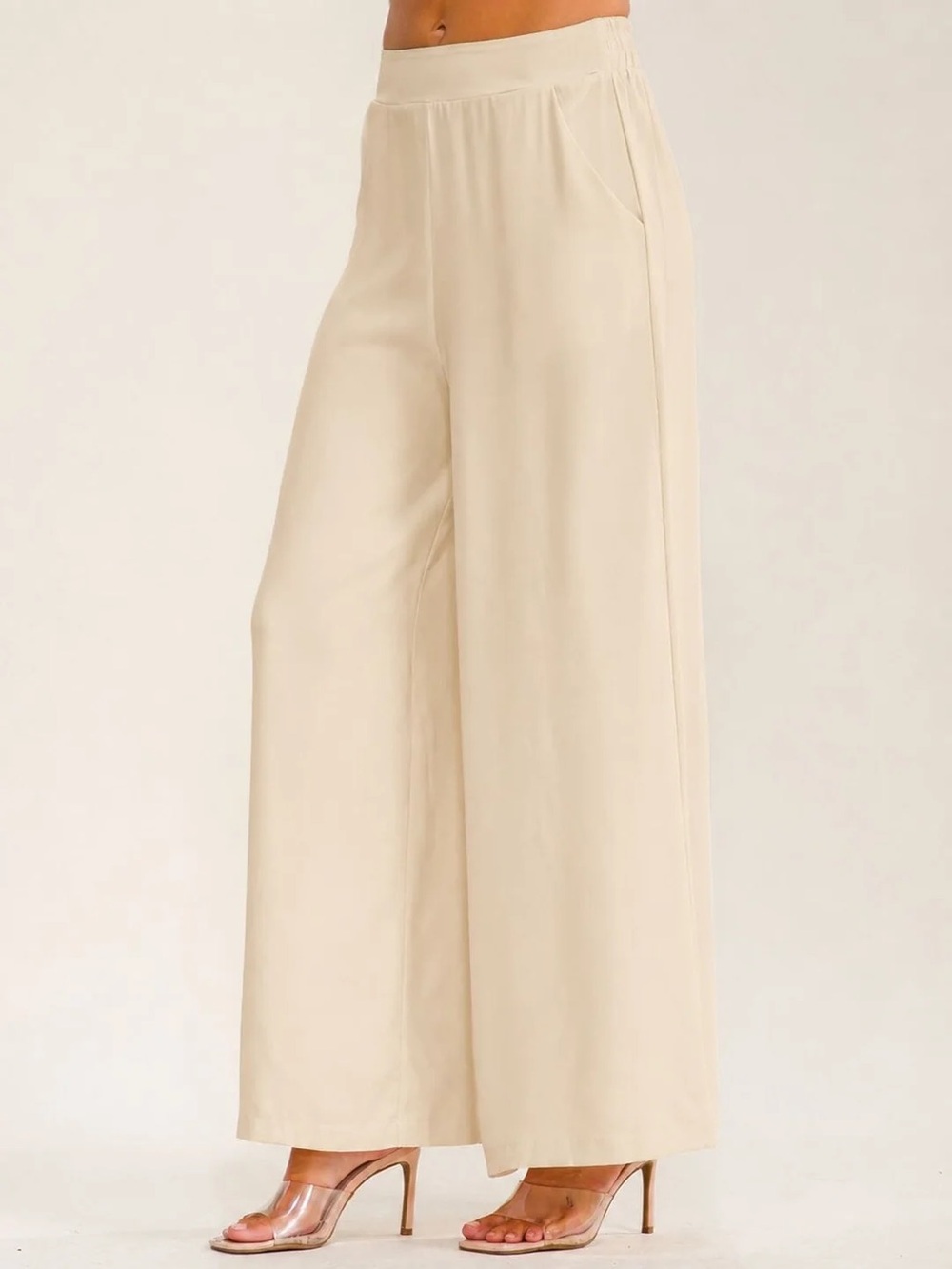 LA REYNA | Chérie Wide Leg Pants - beige - Picture 3 of 4